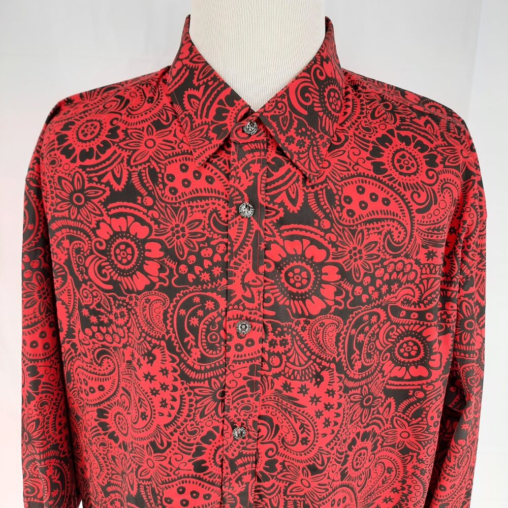 NEW Ablanche New York Paisley Red Shirt Men's Size 3XL Retro Long Sleeve XXXL